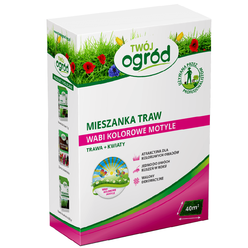 Nasiona trawy i kwiatów Twój Ogród Wabi Kolorowe Motyle Trawa + Kwiaty 0.5kg na 40m2