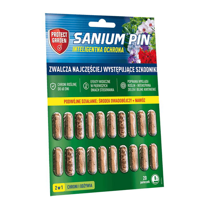 Sanium Pin pałeczki 20 X 2 G - 2w1 - środek owadobójczy + nawóz
